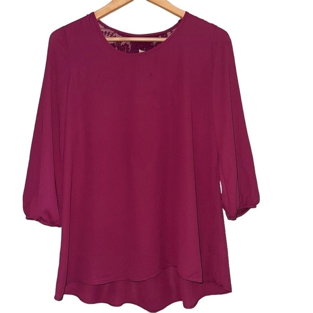Charming Charlie Deep Red Lace Blouse - Picture 2 of 15
